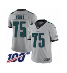Men's Philadelphia Eagles #75 Vinny Curry Limited Silver Inverted Legend 100th Season Football Jersey