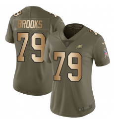 Women's Nike Philadelphia Eagles #79 Brandon Brooks Limited Olive/Gold 2017 Salute to Service NFL Jersey