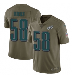 Men's Nike Philadelphia Eagles #58 Jordan Hicks Limited Olive 2017 Salute to Service NFL Jersey