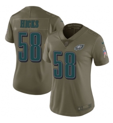 Women's Nike Philadelphia Eagles #58 Jordan Hicks Limited Olive 2017 Salute to Service NFL Jersey