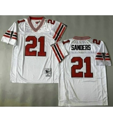 Men's Atlanta Falcons #21 Deion Sanders White 1989 Throwback Jersey
