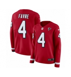 Women's Nike Atlanta Falcons #4 Brett Favre Limited Red Therma Long Sleeve NFL Jersey