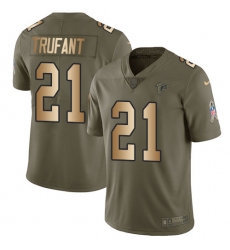 Men's Nike Atlanta Falcons #21 Desmond Trufant Limited Olive/Gold 2017 Salute to Service NFL Jersey