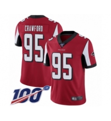 Men's Atlanta Falcons #95 Jack Crawford Red Team Color Vapor Untouchable Limited Player 100th Season Football Jersey
