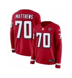 Women's Nike Atlanta Falcons #70 Jake Matthews Limited Red Therma Long Sleeve NFL Jersey