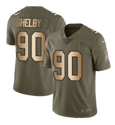Men's Nike Atlanta Falcons #90 Derrick Shelby Limited Olive/Gold 2017 Salute to Service NFL Jersey