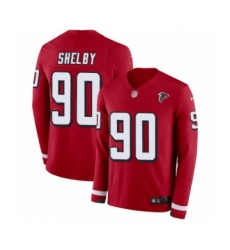 Men's Nike Atlanta Falcons #90 Derrick Shelby Limited Red Therma Long Sleeve NFL Jersey