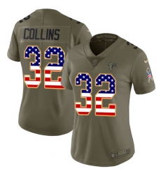 Women's Nike Atlanta Falcons #32 Jalen Collins Limited Olive/USA Flag 2017 Salute to Service NFL Jersey