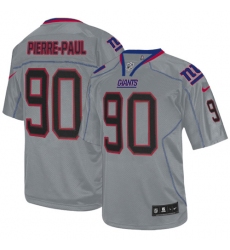 Men's Nike New York Giants #90 Jason Pierre-Paul Elite Lights Out Grey NFL Jersey
