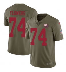 Men's Nike New York Giants #74 Ereck Flowers Limited Olive 2017 Salute to Service NFL Jersey