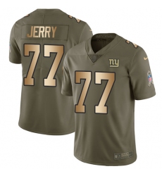 Youth Nike New York Giants #77 John Jerry Limited Olive/Gold 2017 Salute to Service NFL Jersey