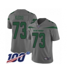Youth New York Jets #73 Joe Klecko Limited Gray Inverted Legend 100th Season Football Jersey