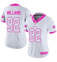 Women's Nike New York Jets #92 Leonard Williams Limited White/Pink Rush Fashion NFL Jersey