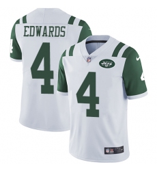 Men's Nike New York Jets #4 Lac Edwards White Vapor Untouchable Limited Player NFL Jersey