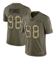 Men's Nike New York Jets #98 Mike Pennel Limited Olive/Camo 2017 Salute to Service NFL Jersey