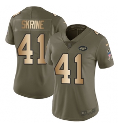 Women's Nike New York Jets #41 Buster Skrine Limited Olive/Gold 2017 Salute to Service NFL Jersey