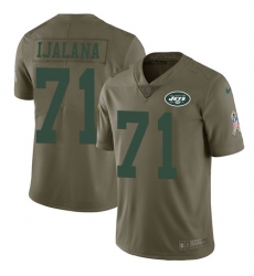 Men's Nike New York Jets #71 Ben Ijalana Limited Olive 2017 Salute to Service NFL Jersey