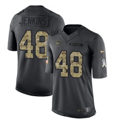 Men's Nike New York Jets #48 Jordan Jenkins Limited Black 2016 Salute to Service NFL Jersey