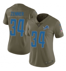 Women's Nike Detroit Lions #34 Zach Zenner Limited Olive 2017 Salute to Service NFL Jersey