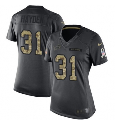 Women's Nike Detroit Lions #31 D.J. Hayden Limited Black 2016 Salute to Service NFL Jersey