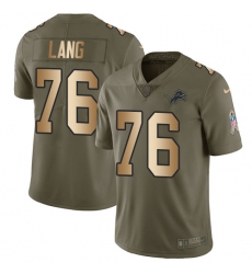 Men's Nike Detroit Lions #76 T.J. Lang Limited Olive/Gold Salute to Service NFL Jersey