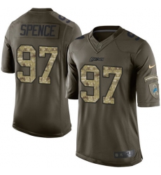 Men's Nike Detroit Lions #97 Akeem Spence Elite Green Salute to Service NFL Jersey