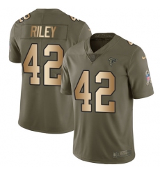 Men's Nike Atlanta Falcons #42 Duke Riley Limited Olive/Gold 2017 Salute to Service NFL Jersey
