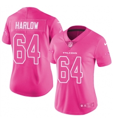 Women's Nike Atlanta Falcons #64 Sean Harlow Limited Pink Rush Fashion NFL Jersey