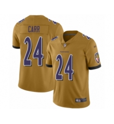 Women's Baltimore Ravens #24 Brandon Carr Limited Gold Inverted Legend Football Jersey