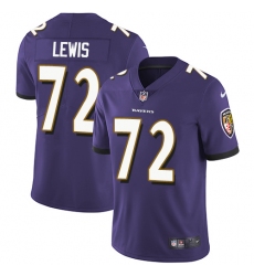 Youth Nike Baltimore Ravens #72 Alex Lewis Purple Team Color Vapor Untouchable Limited Player NFL Jersey