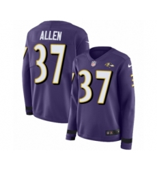 Women's Nike Baltimore Ravens #37 Javorius Allen Limited Purple Therma Long Sleeve NFL Jersey
