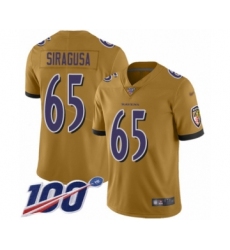 Youth Baltimore Ravens #65 Nico Siragusa Limited Gold Inverted Legend 100th Season Football Jersey