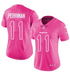 Women's Nike Baltimore Ravens #11 Breshad Perriman Limited Pink Rush Fashion NFL Jersey