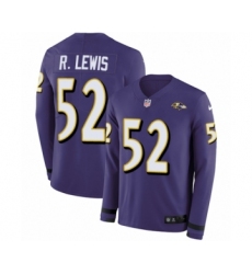 Youth Nike Baltimore Ravens #52 Ray Lewis Limited Purple Therma Long Sleeve NFL Jersey