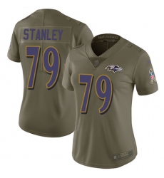 Women's Nike Baltimore Ravens #79 Ronnie Stanley Limited Olive 2017 Salute to Service NFL Jersey