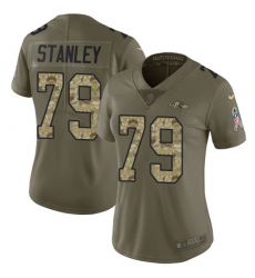 Women's Nike Baltimore Ravens #79 Ronnie Stanley Limited Olive/Camo Salute to Service NFL Jersey