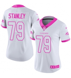 Women's Nike Baltimore Ravens #79 Ronnie Stanley Limited White/Pink Rush Fashion NFL Jersey