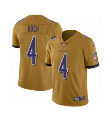 Women's Baltimore Ravens #4 Sam Koch Limited Gold Inverted Legend Football Jersey