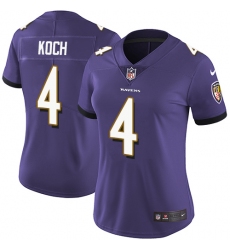Women's Nike Baltimore Ravens #4 Sam Koch Purple Team Color Vapor Untouchable Limited Player NFL Jersey