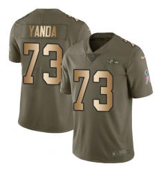 Men's Nike Baltimore Ravens #73 Marshal Yanda Limited Olive/Gold Salute to Service NFL Jersey