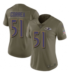Women's Nike Baltimore Ravens #51 Kamalei Correa Limited Olive 2017 Salute to Service NFL Jersey