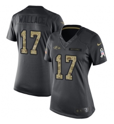 Women's Nike Baltimore Ravens #17 Mike Wallace Limited Black 2016 Salute to Service NFL Jersey