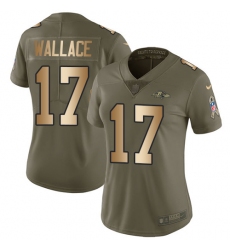 Women's Nike Baltimore Ravens #17 Mike Wallace Limited Olive/Gold Salute to Service NFL Jersey