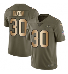 Youth Nike Baltimore Ravens #30 Kenneth Dixon Limited Olive/Gold Salute to Service NFL Jersey