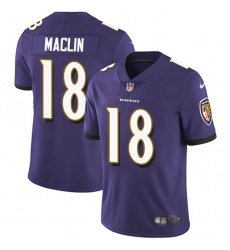 Men's Nike Baltimore Ravens #18 Jeremy Maclin Purple Team Color Vapor Untouchable Limited Player NFL Jersey