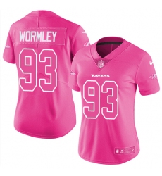 Women's Nike Baltimore Ravens #93 Chris Wormley Limited Pink Rush Fashion NFL Jersey