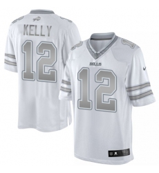 Men's Nike Buffalo Bills #12 Jim Kelly Limited White Platinum NFL Jersey