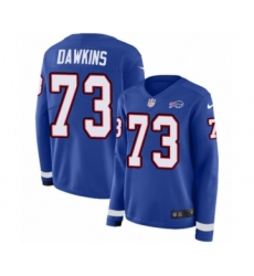 Women's Nike Buffalo Bills #73 Dion Dawkins Limited Royal Blue Therma Long Sleeve NFL Jersey