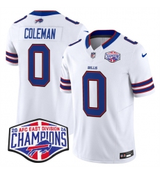 Men's Buffalo Bills #0 Keon Coleman White F.U.S.E. 2024 AFC East Division Champions Vapor Limited Stitched Football Jersey
