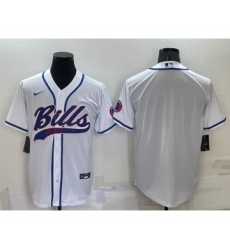 Men's Buffalo Bills Blank White Stitched MLB Cool Base Nike Baseball Jersey